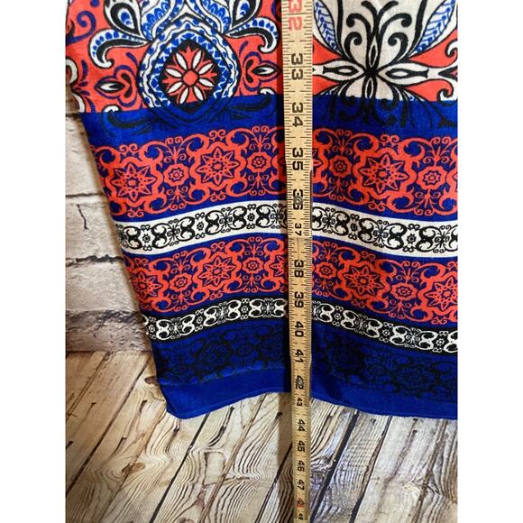 DN Design Midi Dress Womens 16 Pink & Cobalt Medallion Print Sheath Plus Lined - Picture 10 of 14